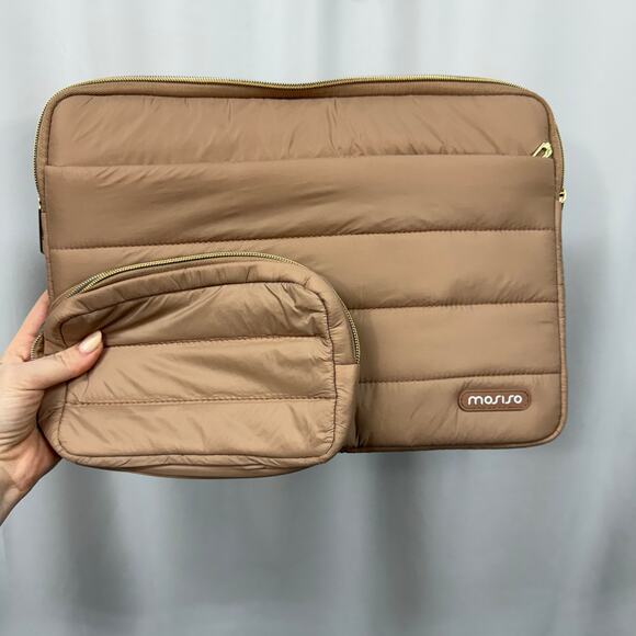 Mosiso 13-14 Inch Laptop Case Cord Bag Two Piece Set Pink Padded Zip Top - Picture 1 of 5